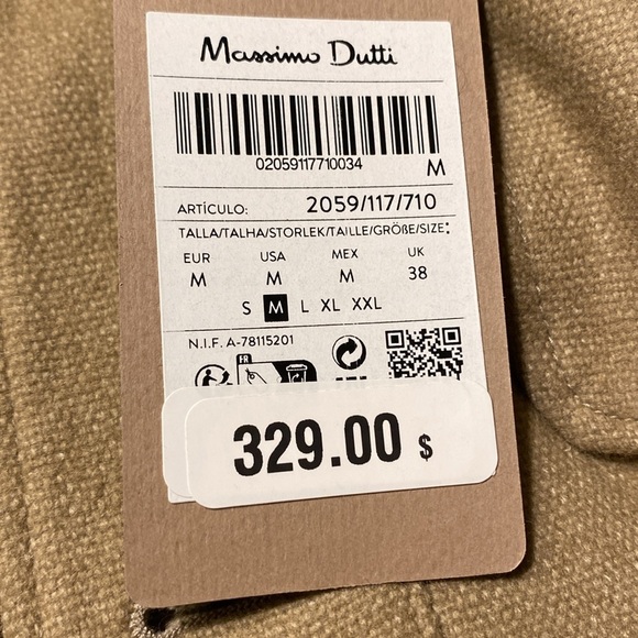 NWT. Massimo Dutti Beige Plain Wool Blend Overshirt. Size M. - Picture 9 of 13